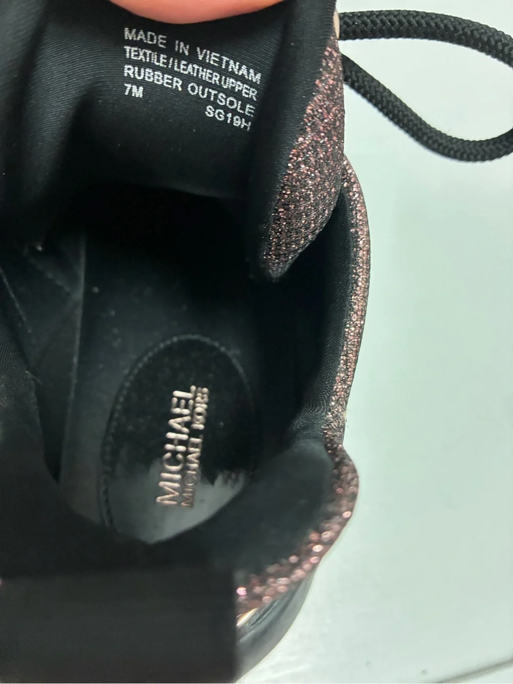 Michael Kors Black and Rose Gold Platform Sneakers